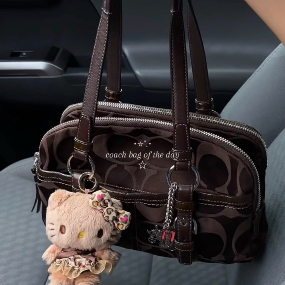 Coach Dark Brown Signature Shoulder Bag